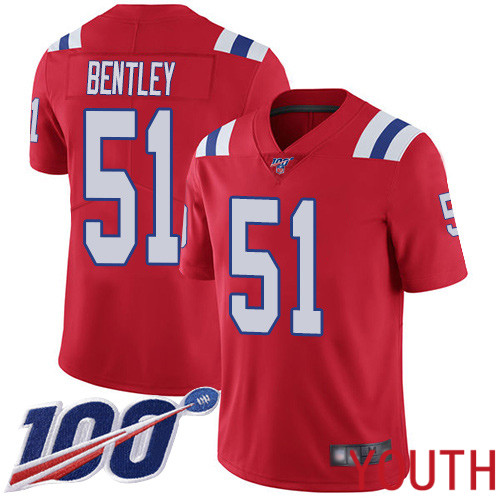 New England Patriots Football 51 100th Limited Red Youth Ja Whaun Bentley Alternate NFL Jersey